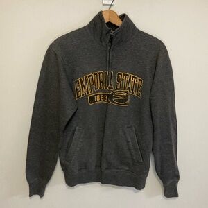 Emporia State 1/4 zip sweatshirt, size small or medium, gray